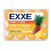 EXXE Косметическое мыло 1+1 «Тропические фрукты» 4шт*75г  (ОРАНЖЕВОЕ) полосатое ЭКОПАК