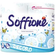Туалетная бумага Soffione Decoro blue двухслойная, голубая, 4 рулона /10 /10900017